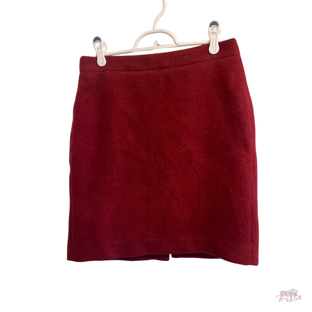 J. Crew Rich Red Wool Blend Mini Skirt